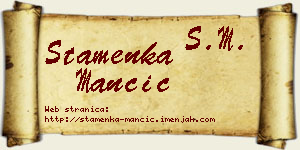 Stamenka Mančić vizit kartica